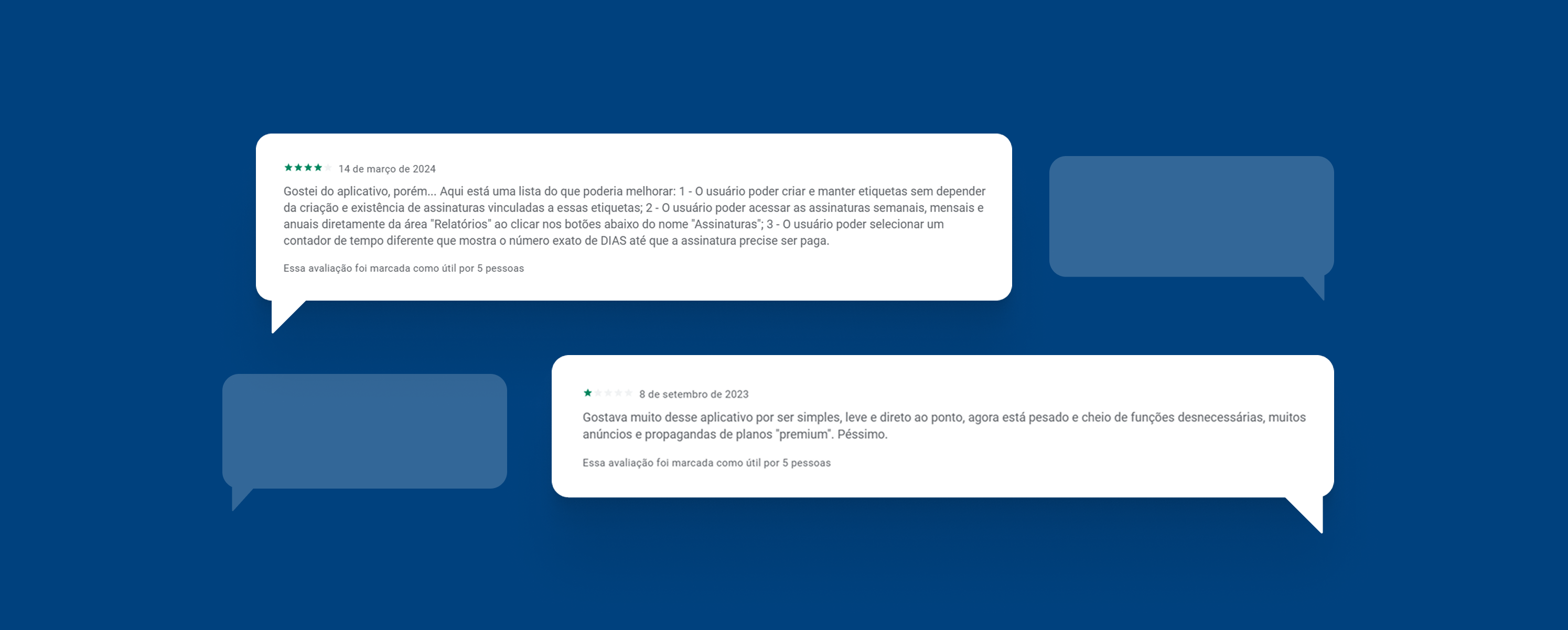 Duas avaliações da loja de aplicativos Play Store